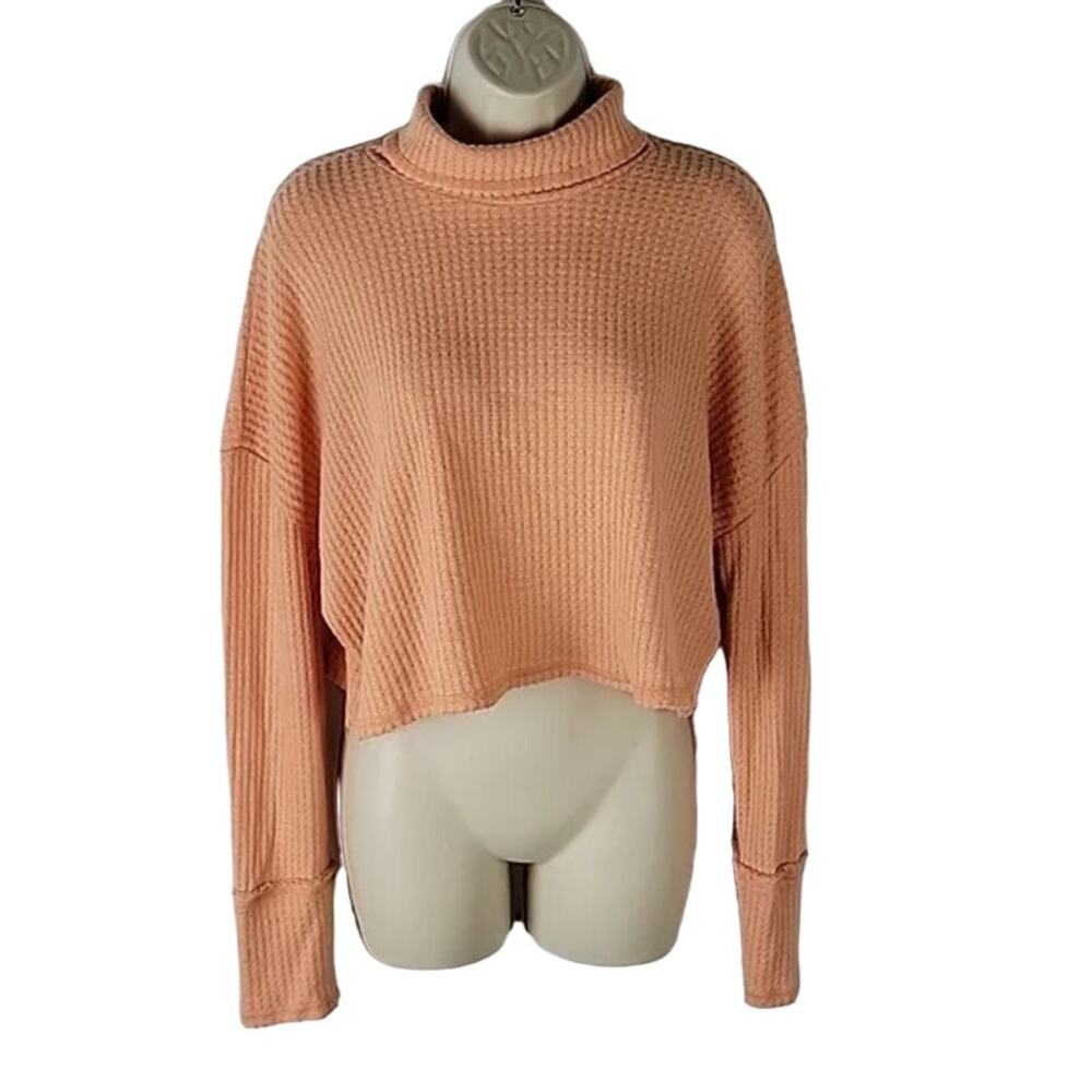 Wild Fable Long Sleeve Crop Turtleneck Knit Top, Pink Orange, Size M, NWT